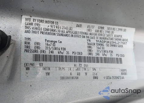 2017 Ford Focus Se из США, поврежденный, VIN 1FADP3K23HL217667